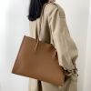 Tote bag large capacity girls senior sense cowhide women bag to work commuting bag fashion simple leather one shoulder bag female