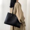Tote bag large capacity girls senior sense cowhide women bag to work commuting bag fashion simple leather one shoulder bag female
