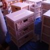 Acacia Solid Wood Children Cabinet 3 Baskets Water Hyacinth