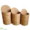 Laundry Hamper Natural Water Hyacinth Half Moon Set S/3