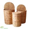 Laundry Hamper Natural Water Hyacinth Half Moon Set S/3