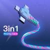 3 in 1 Streamer Data Cable Super Cool Fashion Luminous One on Three Mobile Phone Charging Cable