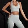 Sunshine 2023 Custom Fitness Sportswear Workout High Waist Gym  Nylon 2 Piece Yoga Wear Set For Women