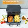 Household 9L Touch Screen Double Air Fryer Electric Deep Fryer Oven Smart Air Fryers With 2 Independent Baskets