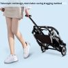 Bello wm01-t dog/cat pet stroller, aluminum alloy, foldable, detachable, towing telescopic rod,