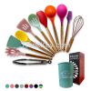 wood handle silicone utensil set 12 pcs