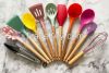 wood handle silicone utensil set 12 pcs