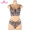 R81047 Wholesale Price Women Floral Lace Strappy Bra and Panties Lingerie Underwear Set