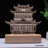 Wooden base with Acrylic rechargeable visual three-dimensional 3D night light landmark building city impression commemorative gift light