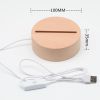 warm light USB Wooden Lamp Base for Led 3D Night Light Round Oval Wooden Led lamp base USB Cable switch Night Light