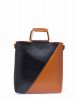 CLASSIO BLACK+BROWN DOUBLE HANDLE BAG