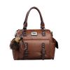 High Quality Oil Wax Retro Fashion Purse Hand Bag Large Capacity Nice Leather Rivets Tote Long Strap Stylish Crossbody Sling Bag Bright Messenger Bag Daily Work Briefcase