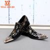 Men Fashion trendy wedding Shoes Black Gold Design Men Business Party Dancing Dress Shoes Point Toe Genuine Leather Oxford shoes