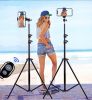 2.1 m Live Video Camera Multi-function Tripod Stand with Phone Holder Clamp for Smartphone Ring Light Tripod