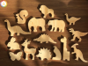 Wooden Animals Handmade Basswood Stacking Blocks Toys Forest Trees Lion Elephant 