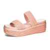 Open Toe Rope Strap Studded Platform Espadrilles Women Beach Slippers