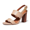 Peep Toe Casual Roman Buckle Strap Slingback Chunky High Heeled Sandal