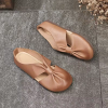 round head leather sandals flats with soft soles are available