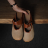 Women Slippers Genuine Leather Flat Muggles Sandals Round Toe Cap Outdoor