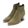 New Fashion Soft Recycled Fly knit and Suede Leather Upper With Block Slip On Ankle Woman Heel Boots