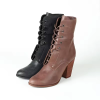 Pointed Toe Square Heel High Brown Leather Top All Season Ankle Boots Women Bootie Heel