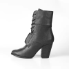 Pointed Toe Square Heel High Brown Leather Top All Season Ankle Boots Women Bootie Heel