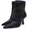 Fashion Pointed Toe Ankle Heel Latest Sequin Embroidery Newest Design Luxury Ladies Boots