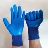 Blue Waterproof Gloveswith Blsckfine Wrinkes 12pairs Per Plastic Bag