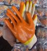 10 Gauge Orange Yellow Double Latex Palm Coated Smooth Finish Safety Work Gloves Fingertips Reinforced