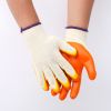 10 Gauge Orange Yellow Double Latex Palm Coated Smooth Finish Safety Work Gloves Fingertips Reinforced