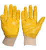 Manufacturers Direct Cotton Cloth Yellow Nitrile Semi-immersed Oil Resistant Hand Protective Gloves