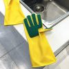 Reusable Household Cleaning Rubber Gloves Kitchen Dish Washing Cleaning Glove With Scouring Pad