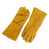 Long double-layer leather labor protection gloves for welders, fireproof star, spatter welding, electric welding, heat insulation