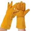 Long double-layer leather labor protection gloves for welders, fireproof star, spatter welding, electric welding, heat insulation