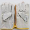 Short Electric Welding Gloves Two-layer Yellow Driver Gloves Full Leather Wear-resistant and Heat-insulating Cowhide Gloves