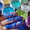 Fine Glitter 12 color suit, Festival Rave accessories Body flash nail enhancement, face, hair, eye shadow, eyes, clothes, women's ultra-thin makeup sequins