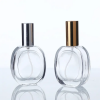 50ml Transparent Oval Shape Perfume Bottle Mist Spray Top Glass Bottle with Golden Sliver Lid