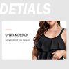 Kaichuang Sports black large size Sling swimsuit two-piece body covering thin boxer pants design is more elastic