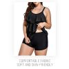 Kaichuang Sports black large size Sling swimsuit two-piece body covering thin boxer pants design is more elastic