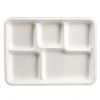 5 Compartment Compostable Fast Food Buffet Plate &amp; Tray For Main Course, Three Sides And Dessert Disposable Biodegradable Tableware Bagasse Tray