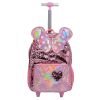 Fashion kids Trolley School Bags backpack with Wheels two side sequin