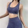 Athletic Fitness Top Yoga Bra Blue Running Yoga Gym Crop Top Women Sports Bra