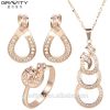 TZXG0112 Gravity stylish real luxury style dubai 18 carat gold plated jewellry sets with zircon