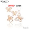 Newest fashion costume American wedding butterfly necklace and earring 18k gold plated body jewelry sets