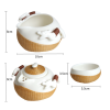 Bamboo woven porcelain tea set