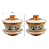 Bamboo woven porcelain tea set