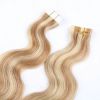 Brazilian hair extension tape in hair cuticle aligned human hair extensions blonde colors