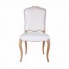 Wood Carved Dining Chairs with Natural Color and Upholstery Seating