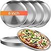 Thenshop 8 Pieces Stainless Steel Round Pizza Pans, 8 Inch, Rust Free, Reusable, Dishwasher Safe, Ideal for Baking, Serving, and Displaying