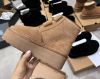 Wholesale Winter Luxury Fur Women Snow Boots Thick Sole Slip on Fashion Leather Shoes Rubber Boot